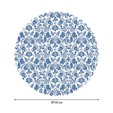 The tablecloth “Birds from Gzhel”, round, Saten, d = 150 cm-1