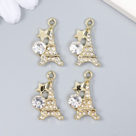 Decor for creativity metal, rhinestones "Eiffel Tower with a star" Gold 2.3x1.3 cm-2
