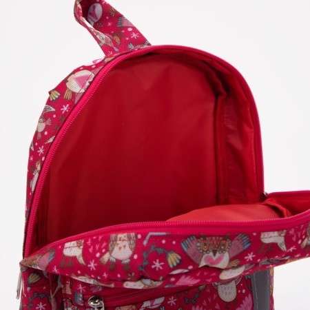 Baby backpack with zipper, external pocket, reflective strip, pink color-5