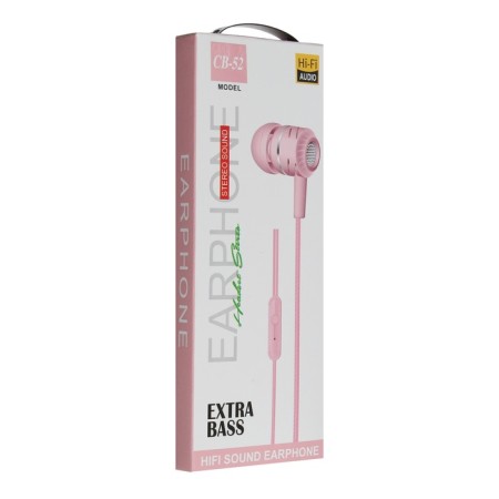 Headphones CB-52, wired, vacuum, microphone, 1 m, jack 3.5 mm, pink-2