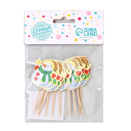 Skewers for the canapes "Snowman with a star", a set of 12 pcs.-1