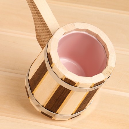 Scoop made of linden 0.3l, 50 cm, plastic insert, with a long handle, day night-6
