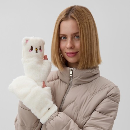Mittens teenage minku bear 24 cm white color