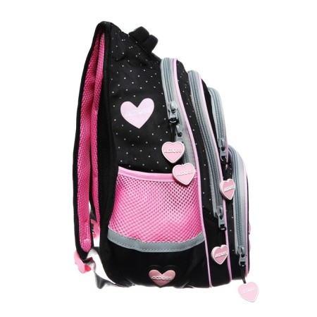 School backpack 40 x 33 x 15 cm, ergonomic back, Across 548, black/pink ACR23-548-3-3