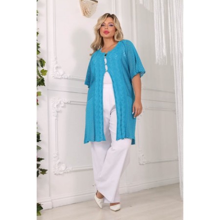 Cardigan female, size 52, blue color-4