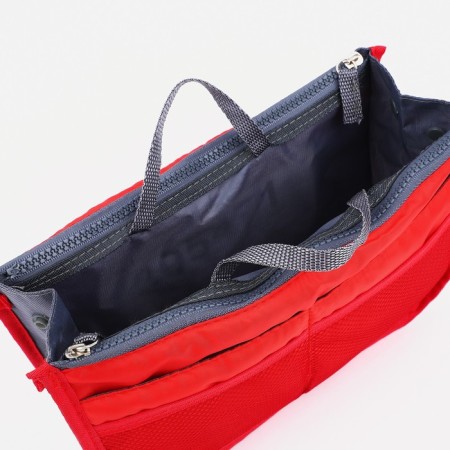 Cosmetic bag-organizer on zippers, red color-2