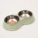 Metal dual bowl on a plastic base 2 x 160 ml, 25 x 14 x 5 cm, green