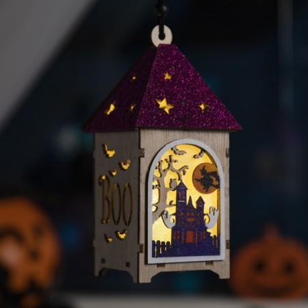 LED suspension "Beige Tower of Ghosts" 6.5 × 17.5 × 6.5 cm, plastic, batteries LR1130x3, glow warm white