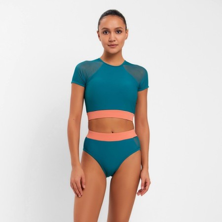 Separate Minaku swimsuit with closed shoulders, emerald color, size 44