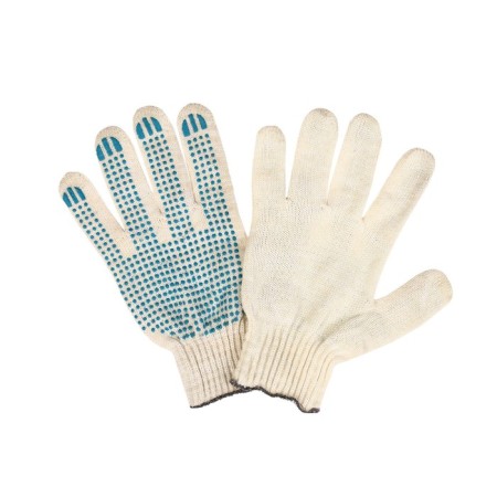 Workers, m/b gloves, knitting 10 class, 3 threads, with PVC dots, size 9, white, set 10 pairs, Greengo-1
