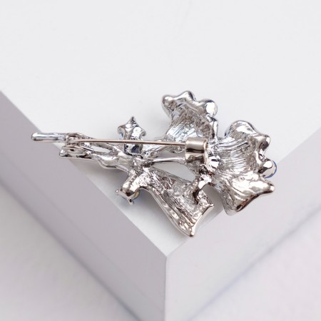 Brooch "Flowers" forget -me -not bouquet, blue color in silver-1