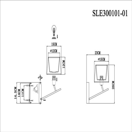 Wall lamp EVOLUCE. Sle300101-01. Denice. 1x40 W, E14, 15x26 cm, Nickel color-6