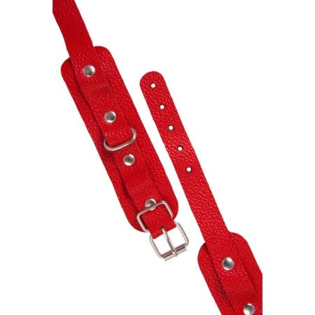 The fetters of mini Pecado BDSM, with rounded corners, genuine leather, red-5
