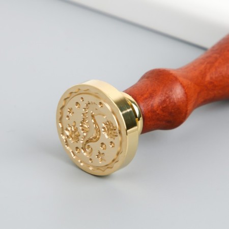 Printing for wax with a wooden handle "Sea Horse" 9x2.5x2.5 cm-3