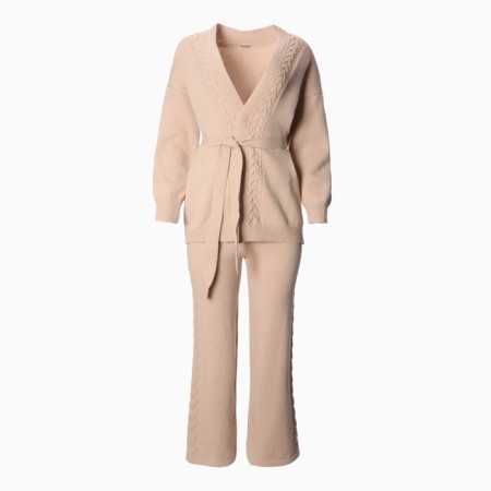 Women's costume (cardigan/trousers), beige color, size 42-46 (One size)-4