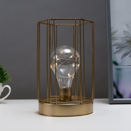 Nightlight "rectangle" LED from batteries 3haa gold 12.5x12x20 cm Risalux-1