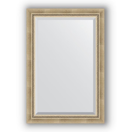 Mirror with fatset in a baguette frame - aged silver with weaving 70 mm, 63 x 93 cm, evoForm