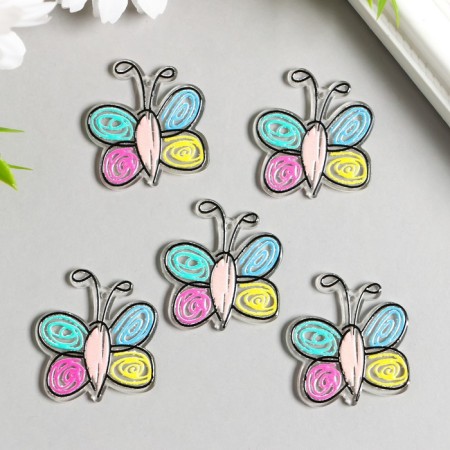 Decor for the work of acrylic "Children's drawing. Transparent butterfly" 3.4x3.2 cm-1