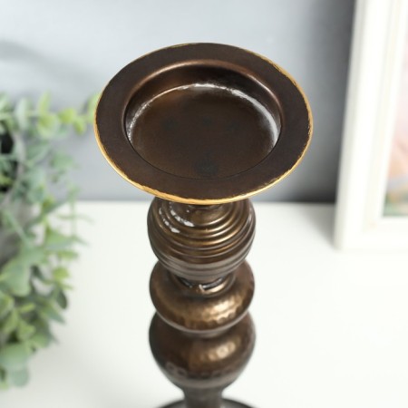 Summary Metal for 1 candle "Rudolfo" aged bronze 13x13x37 cm-2