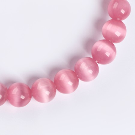 Beads made of natural stone "Cat Eye" set of 50 pcs., 1 pc. - 8 mm, pink