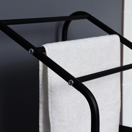 Rabberry with a basket for linen and crossbars, 2 tier, black color, 38x35x160 cm-6