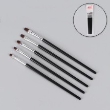 A set of brushes for building and design of nails, flat, 5 pcs, 18 cm, black color