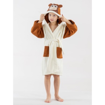 Terry robe for a boy, height 110-116 cm, milk color