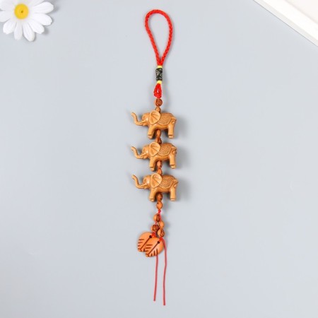 Suspension plastic under the tree "Three elephants with a leaf" 15x4x2 cm-1