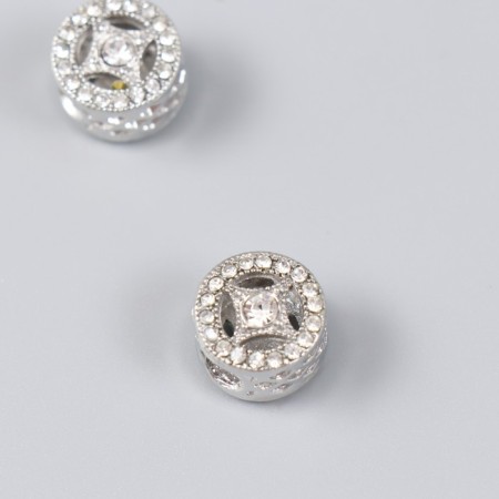 Busina for creativity Metal "Rhombus in a circle" silver, rhinestones 1.1x0.9 cm