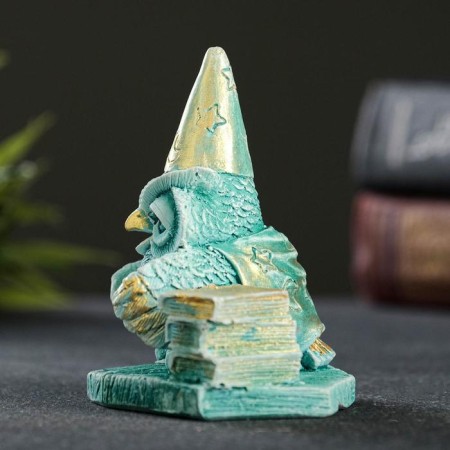 Figure "Owl Librarian" Emerald 9x7x6cm-1