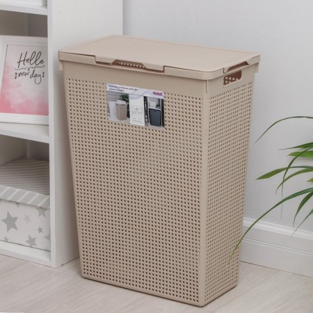 Besnaya basket with a lid "Loft", 50 l, color Latte-3