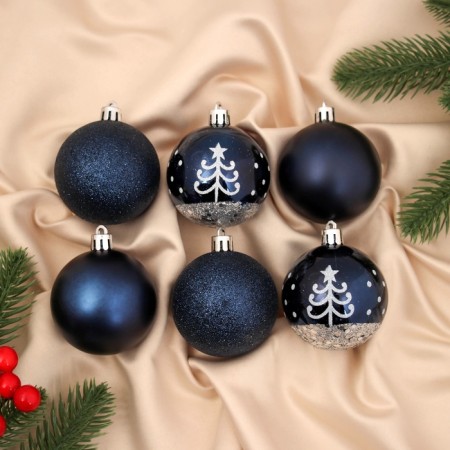 Set of balls plastic D-6 cm, 6 pcs "Herbel" Blue