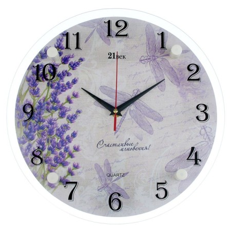 Wall clock, interior: flowers, "dragonflies", silent, d-30 cm-3