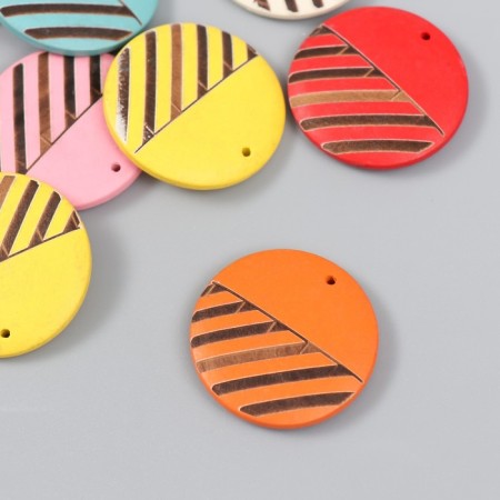 Decor for creativity wood "Circle with diagonal stripes" MIX 3x3x0.5 cm-1