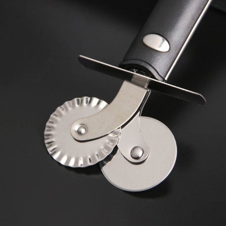 Knife for pizza and dough bonjo, double, 18 × 7 cm, d = 4 cm, black color-1