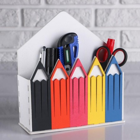 Kashpo wooden 18 × 7 × 20.4 cm envelope "pencils", white-1