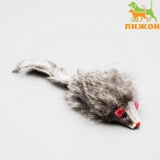 Natural fur mouse, 7.5 cm, dark gray