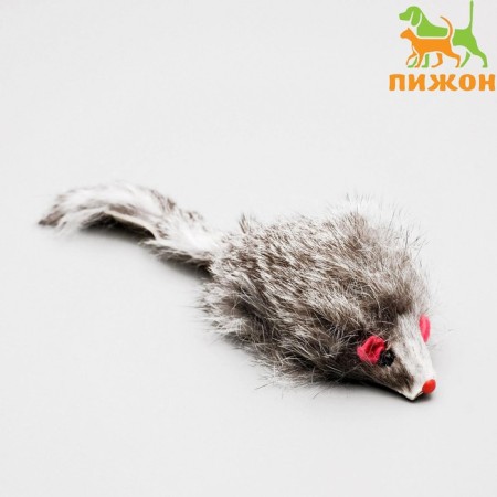 Natural fur mouse, 7.5 cm, dark gray