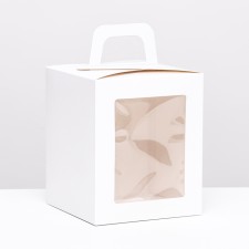 Складная коробка с окном, белая, 15 х 15 х 18 см