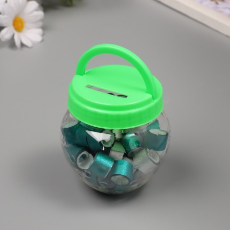 Adhesive tape plastic in the jar "Glori. Silver, Blue" N-r 40 pcs 1.2 cm, dl.0.9m 7x7x9 cm-2