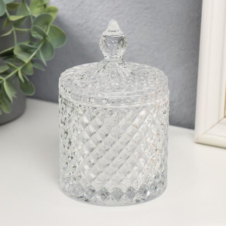 CHACHTOL Glass "Cylinder with rhombics" Transparent 14.5x8.5x8.5 cm