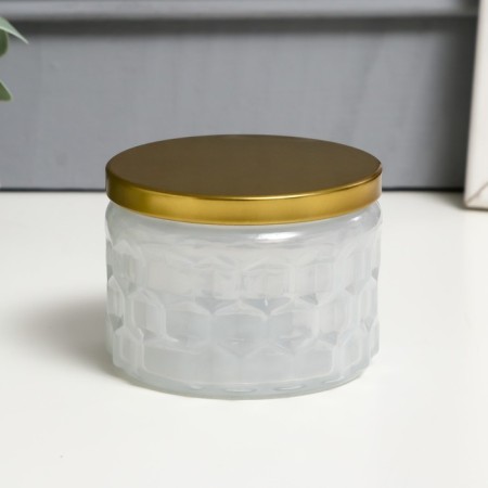 Bank for candles glass with a lid "Sot" white matte 5x7x7 cm, mix
