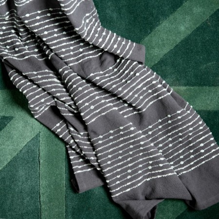 Gray cotton cover with a decorative line of Ethnic, size 230x250 cm-5