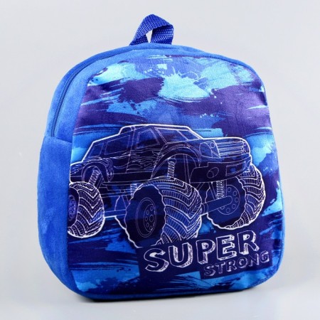 Plush Baby backpack for the boy "Cool car", 21x15 cm-1