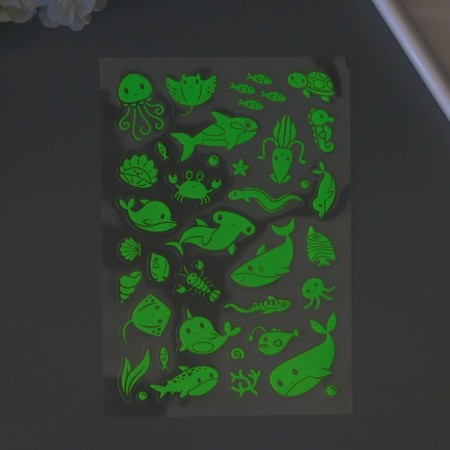 Plastic sticker phosphorus "sea residents" mix 27x15.5 cm-3