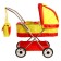 Puppet stroller No. 13, red/yellow color