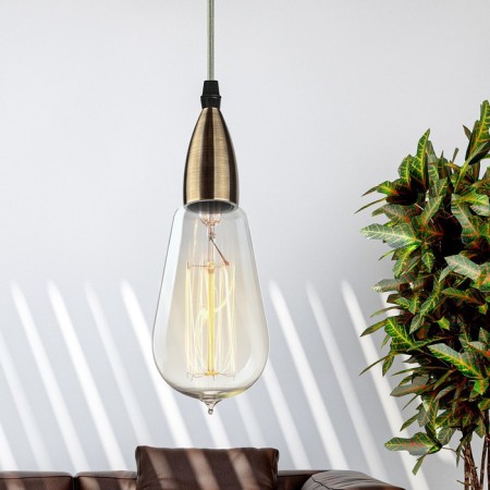 Lamp E27, wire 1 m, color copper