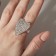 Ring "ice" heart, white color in silver, dimensionless