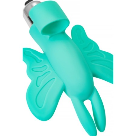 Vibro-tank-button on the finger Eromantica Butterfly, 10 cm, silicone, mint-9