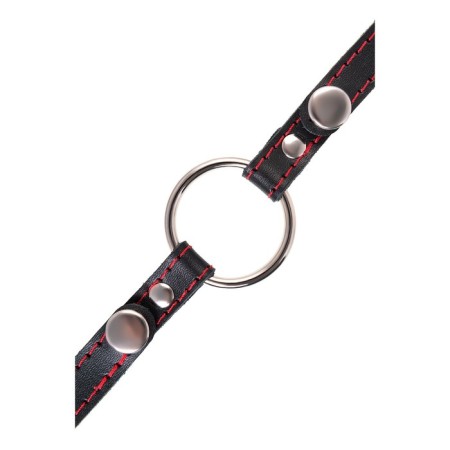 Gag Pecado BDSM, “Ring 39 mm”, with a red stitch, genuine leather, black-4